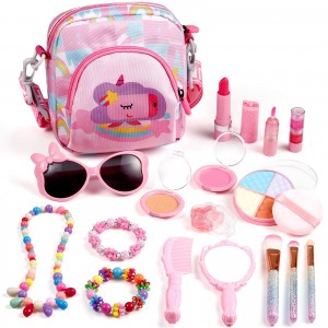 ARANEE Kids Make Up Set for Girls, 17 Pcs Washable Play Makeup Toy Kit with Cosmetics Bag_ok!