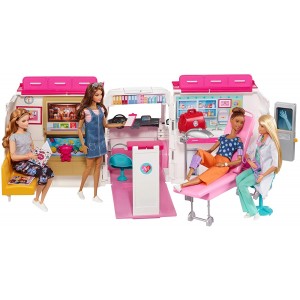 Barbie Care Clinic Playset, Trasformabile in Clinica Mobile con 3 Stanze e Molti Accessori