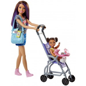 Barbie Babysitting Passeggino Playset con Bambola Skipper, e Accessori