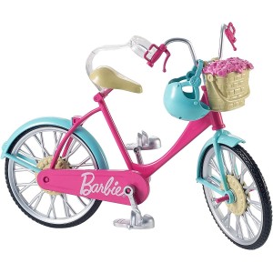Barbie Bicycle with Basket of Flowers, with Helmet and Accessories, Multicolored, Toy - DVX55_ok!