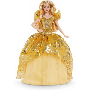 Bambola d'oro da collezione, Barbie Signature 2020 Holiday Blonde Doll, 30,5 cm