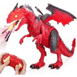 Baztoy Remote Controlled Dinosaur, Dragon Animal Games Toy for Kids with Roaring Spraying Function, Educational Gadgets Birthday Christmas Gifts Boys Girls 3 4 5 6 7 8 9 10 11 12 Years_ok!