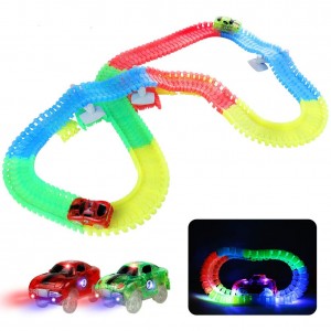 Fajiabao Children's Glow in the Dark Race Car Track, 240-Piece Twister Track with 2 Electric Glow Cars, Children's Toy_ok!