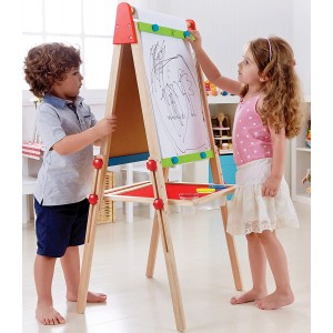 Award Winning Hape All-in-One Wooden Kid's Art Easel, with Paper Roll and Accessories Cream, L: 18.9, W: 15.9, H: 41.8 inch_ok!