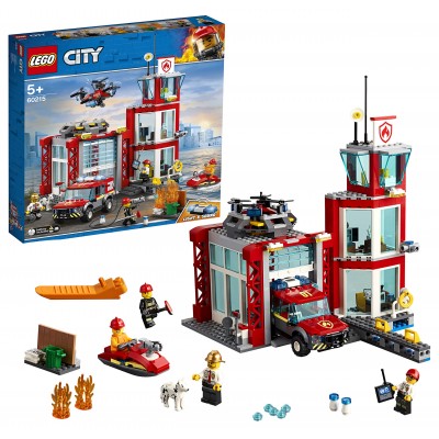 LEGO City 60215 Fire Station, with Toy Off-Road Vehicle, Water Scooter_ok!