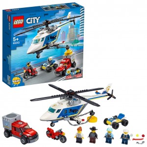 LEGO City 60243 Police Helicopter Chase Toy, with Quad ATV, Motorcycle and Truck Set_ok!