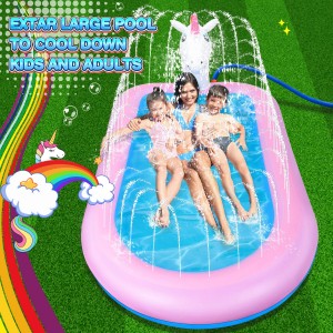 LETOMY Gonfiabile Unicorn Splash Pool & Pad, Sprinkler Pool, 175 * 120 * 50 cm 