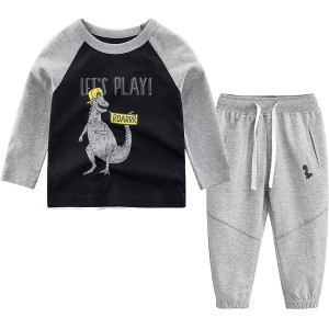 Yilaku Boys Clothing, Kids Tracksuit Boy, Dinosaur Print Sweatshirt and 2 Piece Sweatpants Set, 2-10 Years_ok!
