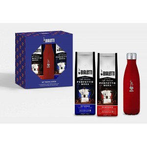 Bialetti Travel Coffee Set, Bottiglia Termica Red da 500 ml y 2 Sacchetti Caffè Macinato