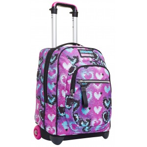 2 in 1 Backpack School, Seven Trolley, Pink Glossy Girl Backpack With Cross-Over System , 2010021B8-348_ok!
