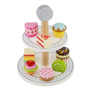 Cake Stand Playset, New Classic Wooden Toy Dessert Cakes, Muffins Pretend Playset For Preschoolers, 10622_ok!