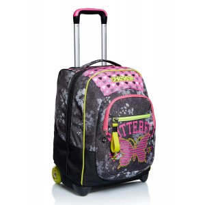 School Bag Collection, Seven Trolley, Flying Dreams, Black, 2 in 1 Backpack With Retractable Shoulder Straps_ok!