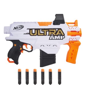 Blaster Gun Toy, Nerf Ultra Amp - With 6 Darts Included, Motorized Blaster With Clip, F0954_ok!