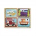 Melissa and Doug Wood: ready, departure and street, four puzzles of 4 pieces, theme vehicles, for children 2+ years, multicolored, 41361 