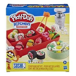 Finta Suishi Clay, Play-Doh - Sushi Playset Con 9 Barattoli Di Pasta Modellabile E Bento Box, Linea Kitchen Creations, E79155L0 