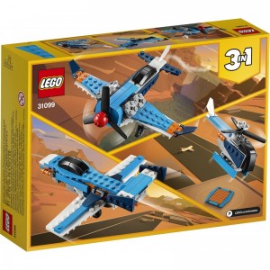 LEGO Creator 3 in 1 Aereo a Elica, Aeroplano ed Elicottero Giocattolo, Mattoncini da Costruzione, Giochi per Bambini Maschio e Femmina 6+ Anni, 31099
