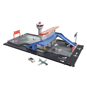 Action Drivers Playset, MatchBox Airport With Lights, Sounds And Moving Parts And With 1 Car And 1 Airplane, HCN34_ok!