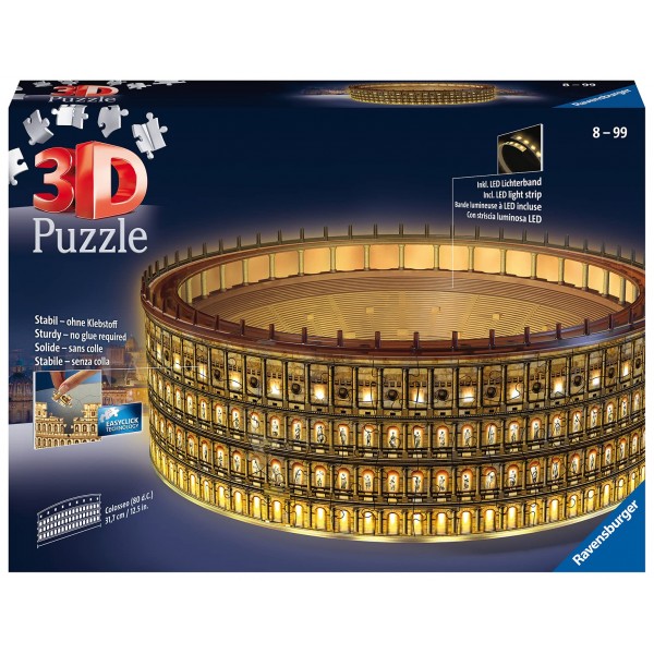Colosseum 3D Puzzle, Ravensburger Colosseum Night Edition 3D Puzzle, 216 Multicolored Pieces, 11148_ok!