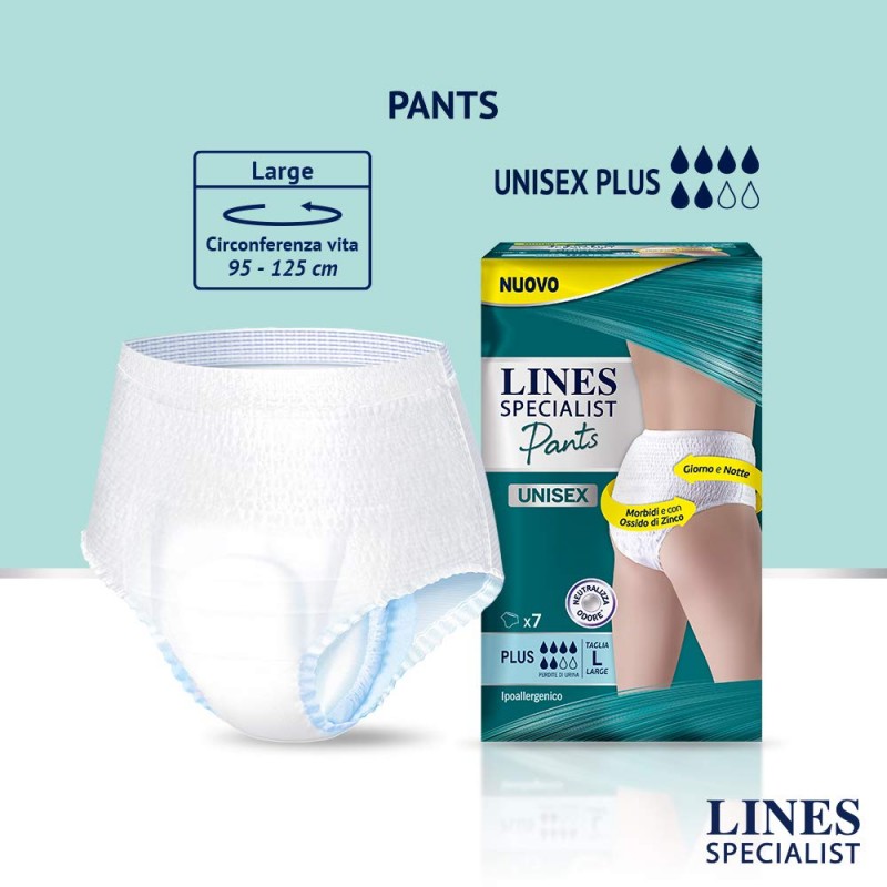 Unisex Disposable Pants, Lines Specialist Pants Plus Absorbent Pants Unisex,  Size L, Pack Of 14 Pieces, 2750148