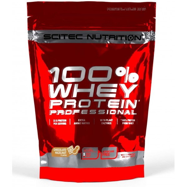 Scitec Nutrition 100% Whey Protein Supplement, Health Professional Gluten Free Drink, 500 g, Chocolate and Hazelnut, 113110_OK!
