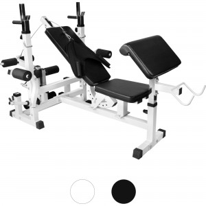 Gorilla Sports Multifunction bench - Adjustable backrest, Portabilare, Bench Scott, Butterfly, Cables, Legs Curl, Max load 280 kg, color of choice - weight bench, fitness station 